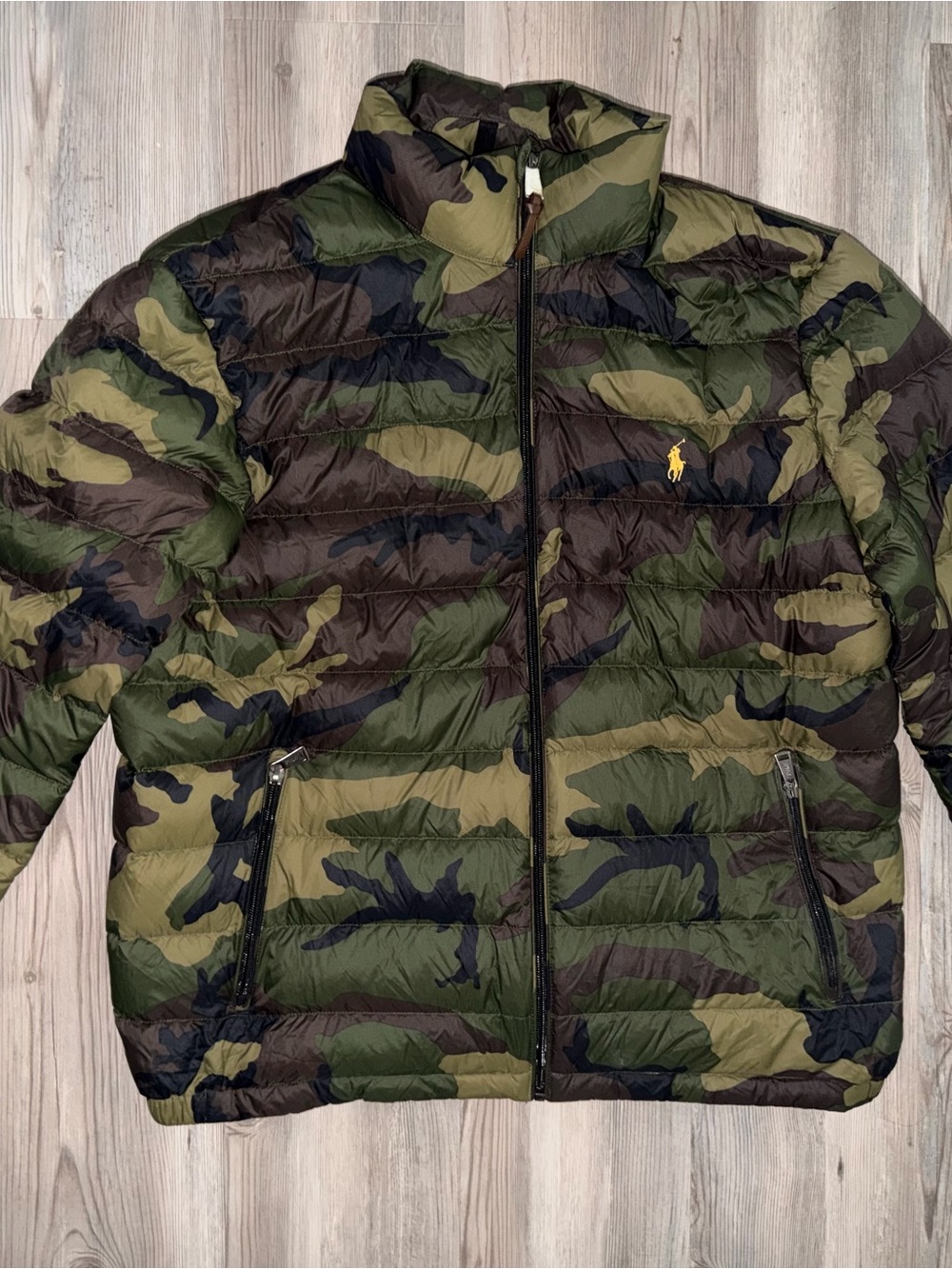 Polo Ralph Lauren Puffer Down Jacket Large  Camo Quilted Full Zip Packable L